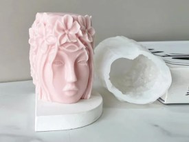 Molde silicona vela mujer con flores